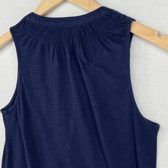 LILLY PULITZER Tank Top 2XS Essie Palm Beach Slub Popover Smocked Cotton Blue - Picture 7 of 15